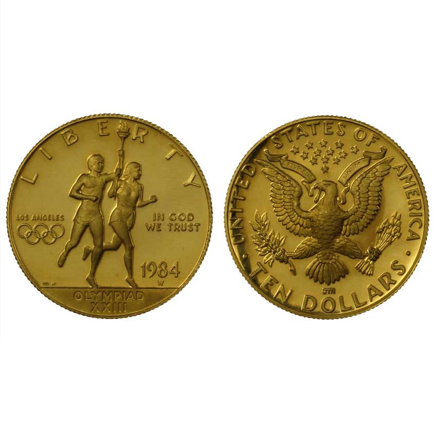 Olimpiadi Los Angeles - 10 dollari gr. 16,71 in oro 900/000 in confezione originale - PREZZO SPECIALE!!