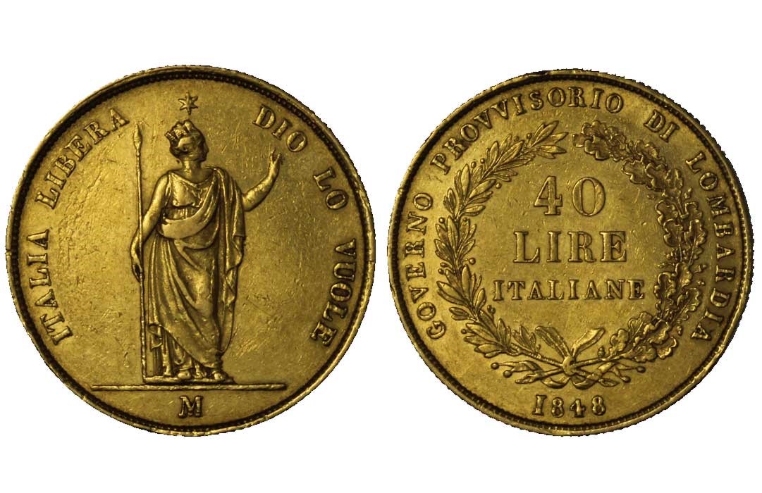 Governo Provvisorio di Lombardia - 40 lire gr.12,90 in oro 900/