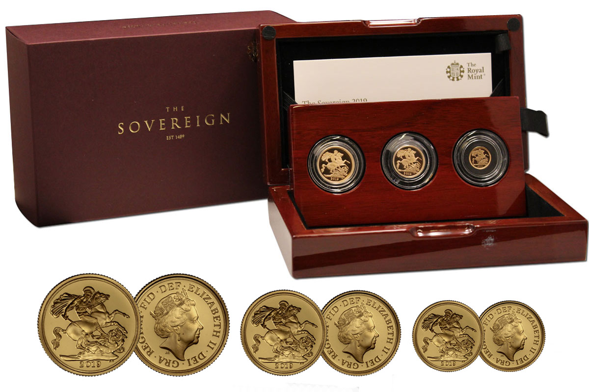 Set di 3 monete (1,1/2 e 1/4) gr. 13,97 in oro 917/000 