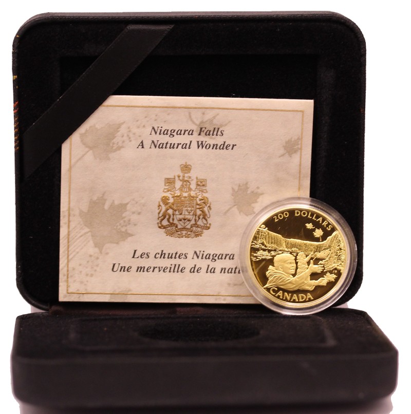 "Cascate del Niagara" - 200 dollari gr. 17,14 in oro 917/000 - conf. originale