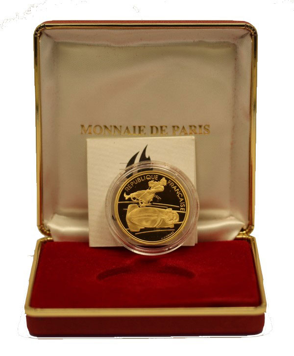 "Albertville - Bob" - 500 franchi gr. 17,00 in oro 920/000 - conf. originale