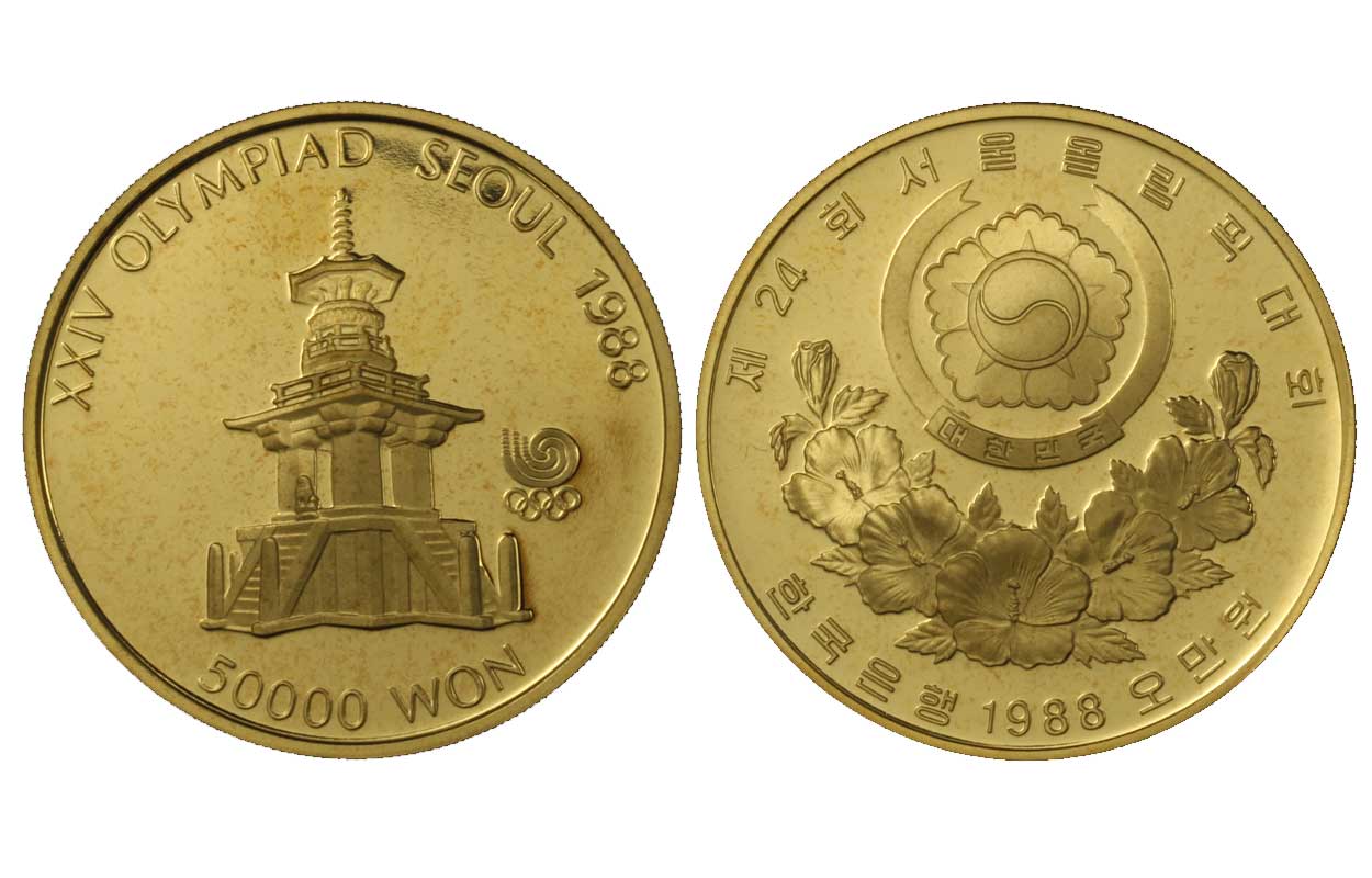 Olimpiadi di Seoul - 50000 Won gr. 33,62 in oro 925/000