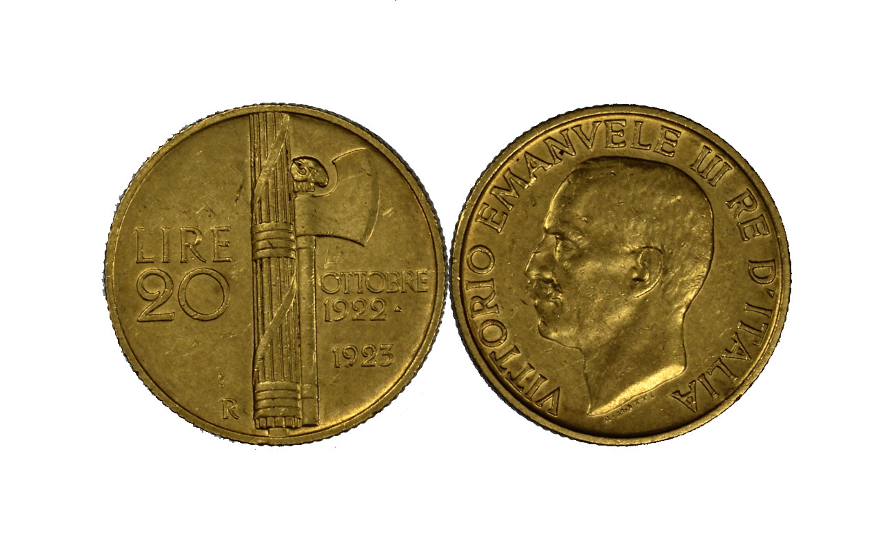 "Fascetto" - Re Vittorio Emanuele III - 20 lire gr. 6,45 in oro 900/