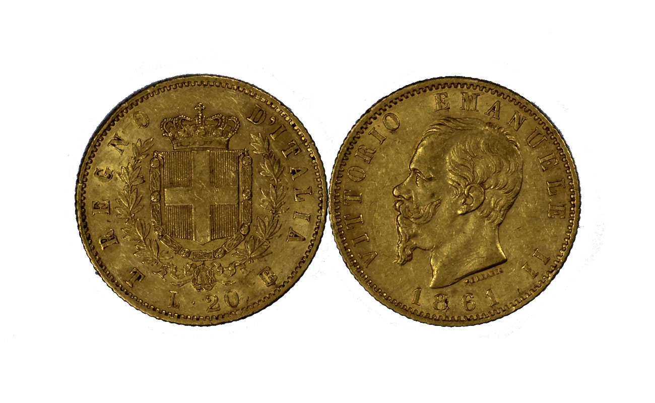 Re Vittorio Emanuele II - 20 lire gr. 6,45 in oro 900/