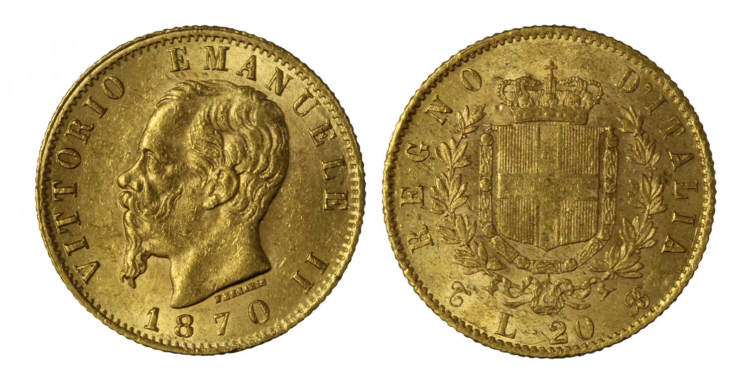 20 lire zecca di Torino gr.6,45 in oro 900/