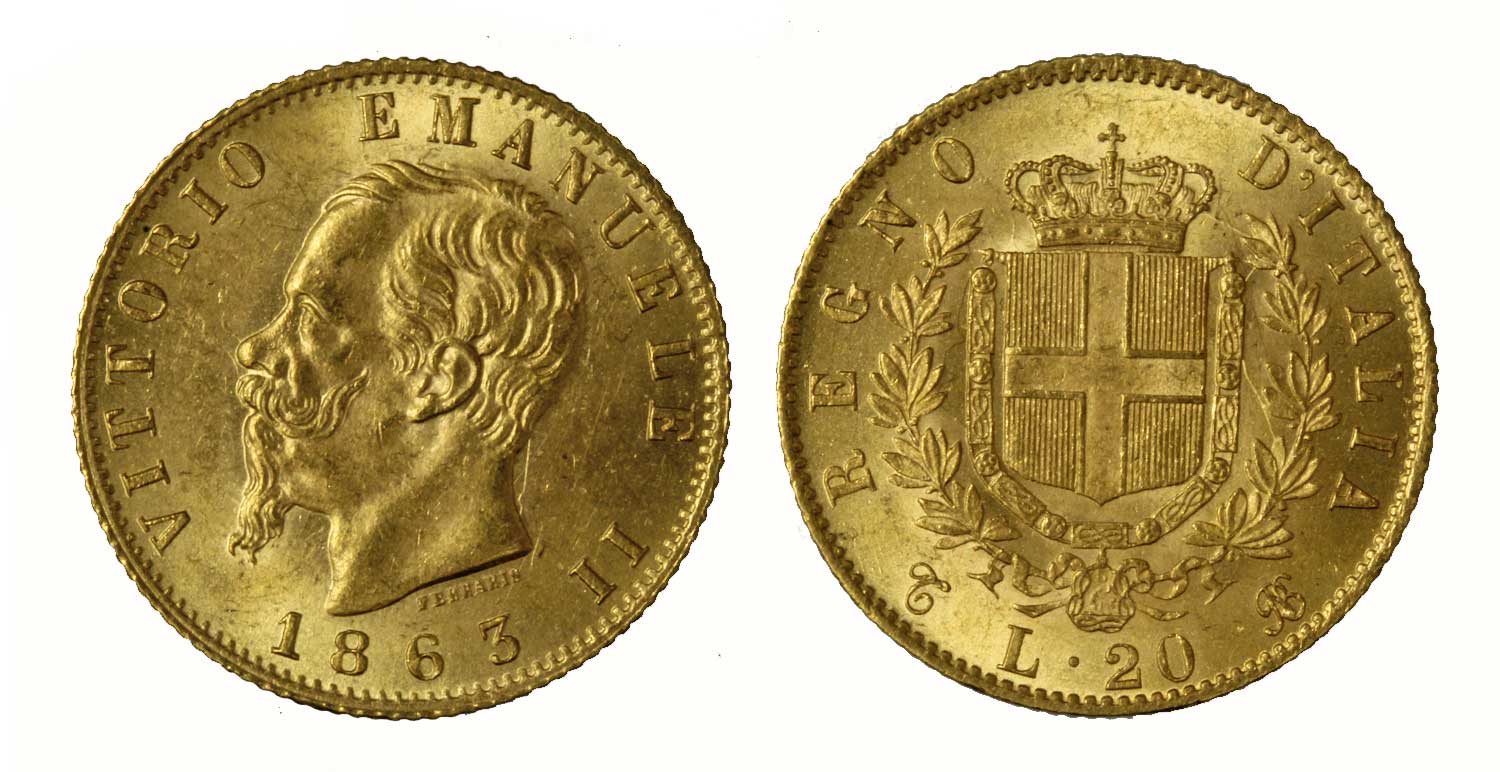 20 lire zecca di Torino gr.6,45 in oro 900/