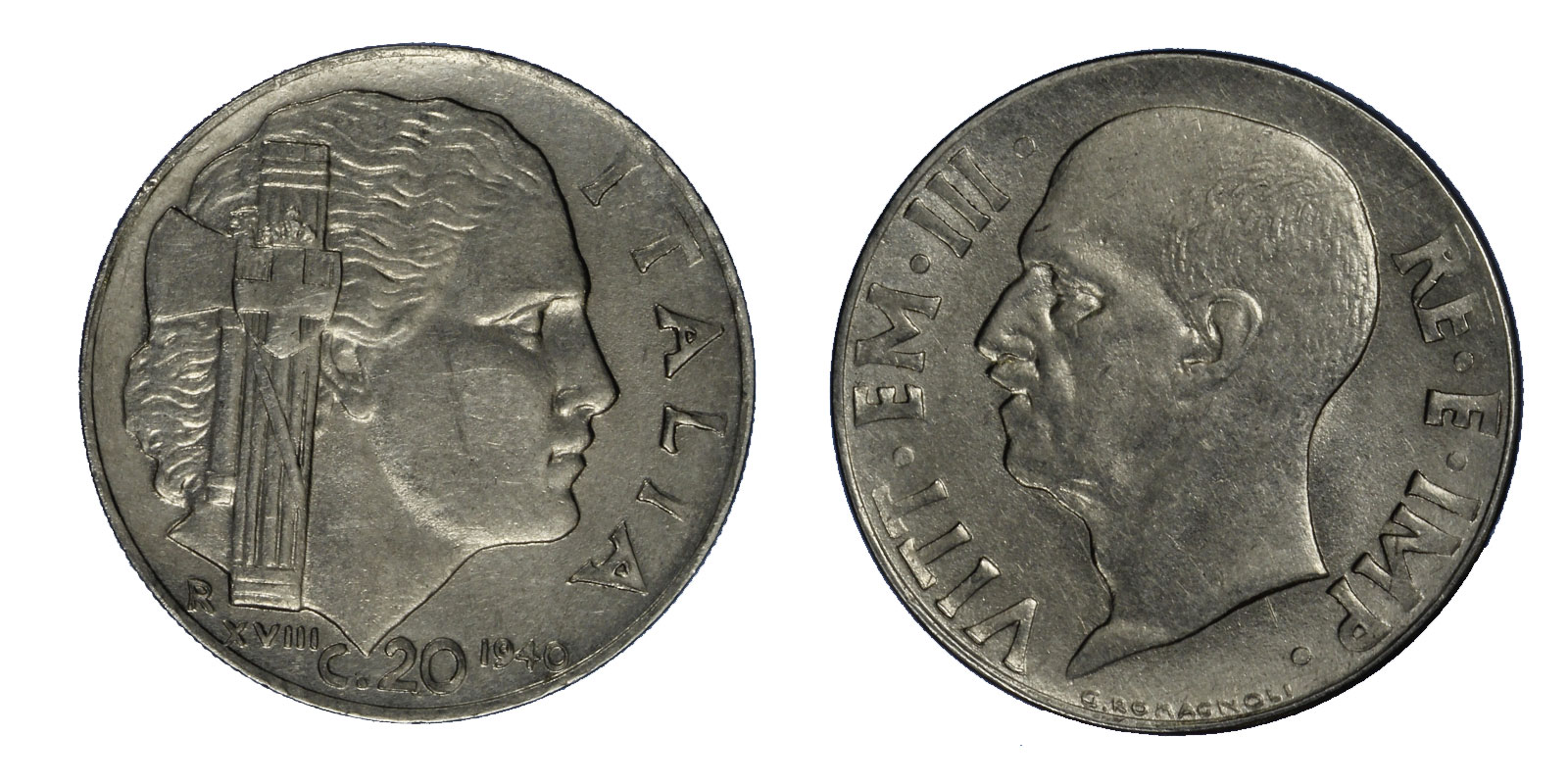 20 centesimi Impero (anno XVIII) magnetica zecca di Roma