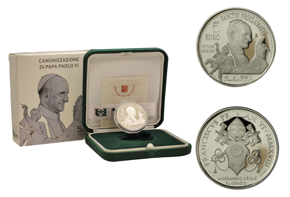 Canonizzazione di Papa Paolo VI - 5 Euro commemorativa in argento