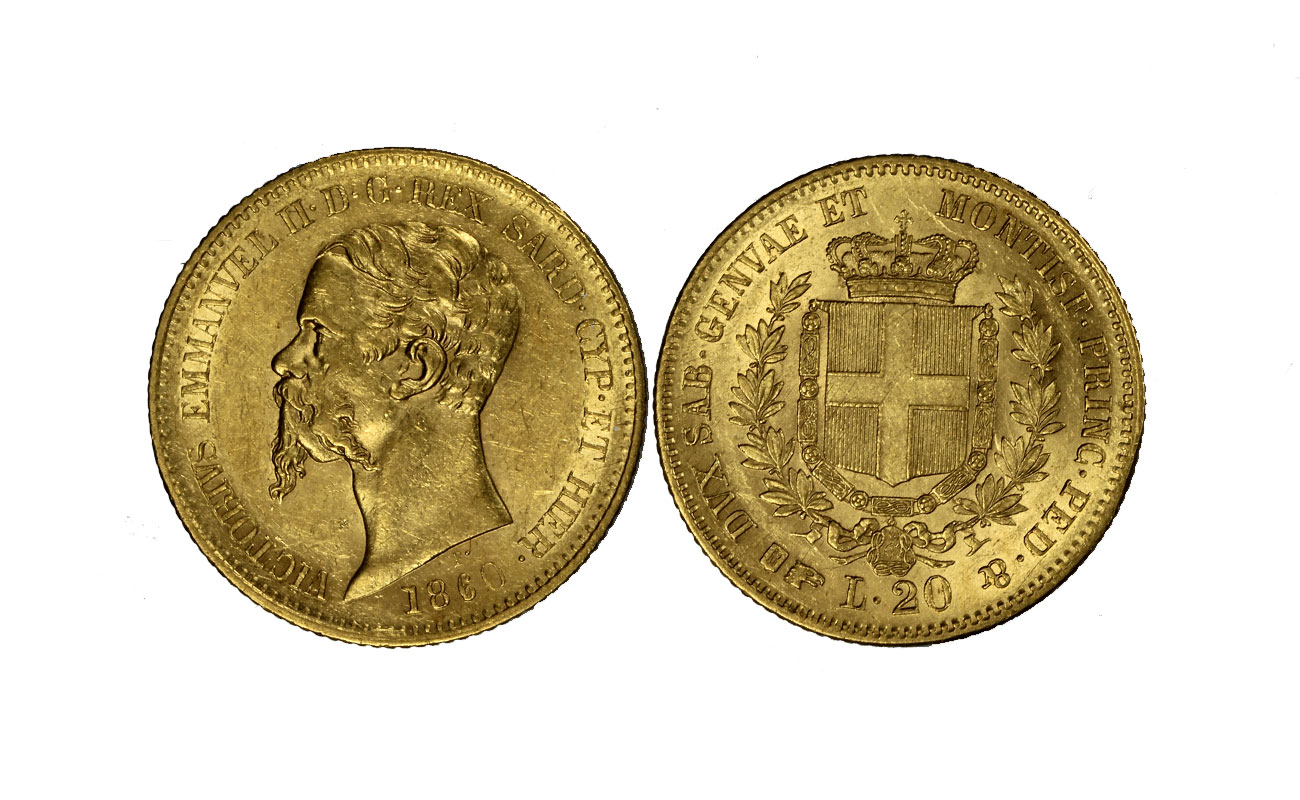 Re Vittorio Emanuele II - 20 lire zecca di Torino gr. 6,45 in oro 900/