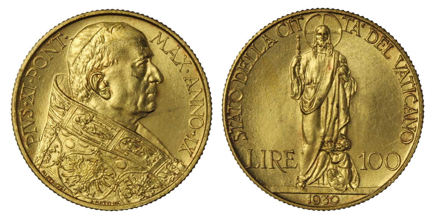 Papa Pio XI - 100 lire gr.8,80 in oro 900/
