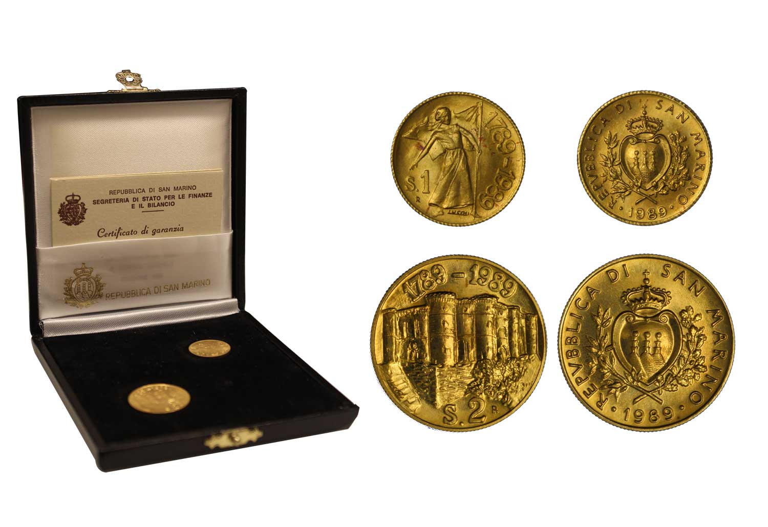 1 e 2 scudi gr. 9,67 in oro 917/000 - conf. originale