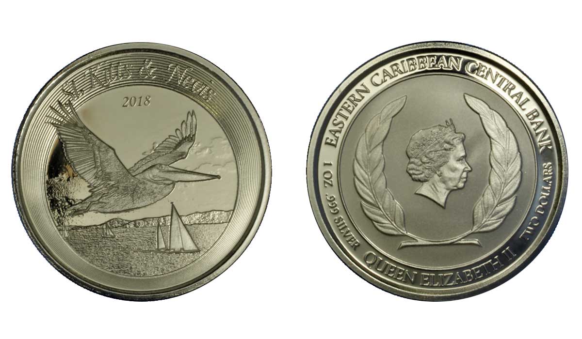 "Pellicano" - Moneta da 2 Dollari gr.31,10 in ag.999/000