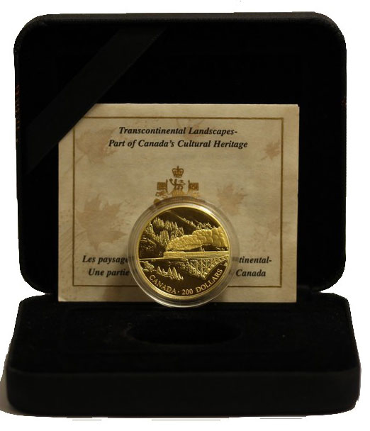 "Paesaggio transcontinentale" - 200 dollari gr. 17,14 in oro 917/000 - conf. originale