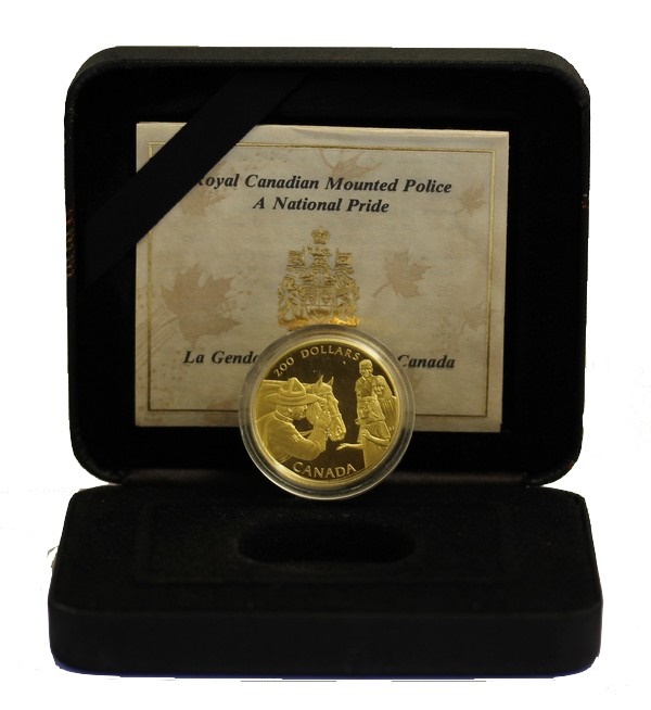 "Polizia a cavallo" - 200 dollari gr. 17,14 in oro 917/ - conf. originale