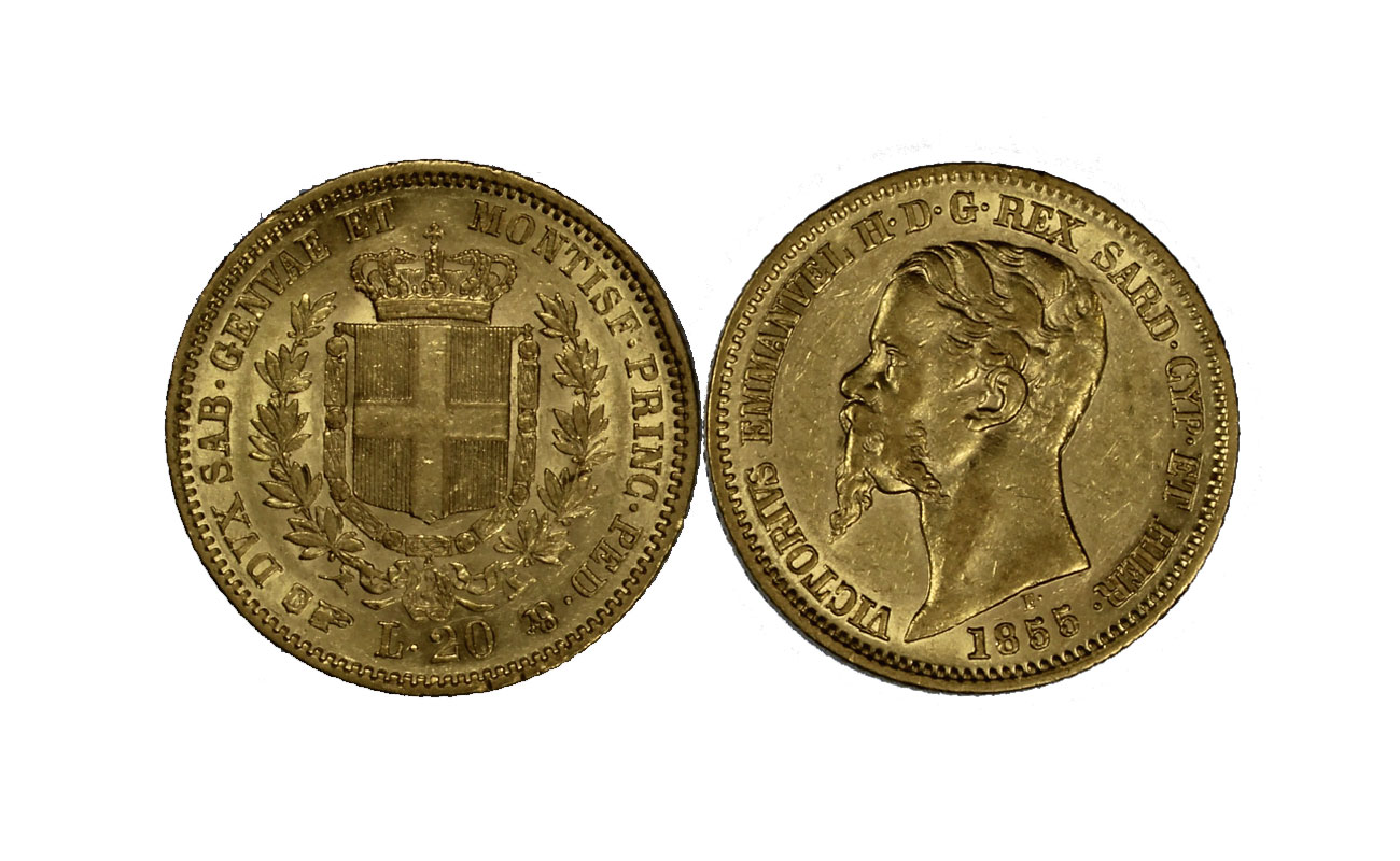 Re Vittorio Emanuele II - 20 lire gr. 6,45 in oro 900/