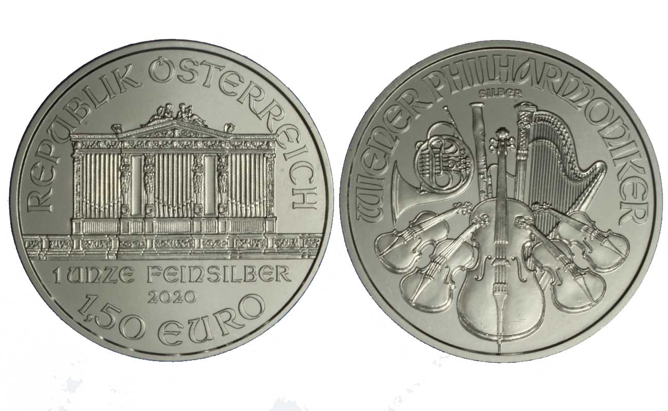 "Filarmonica" - moneta da 1,50 euro gr. 31,103 (1 oncia) in ag.999/000