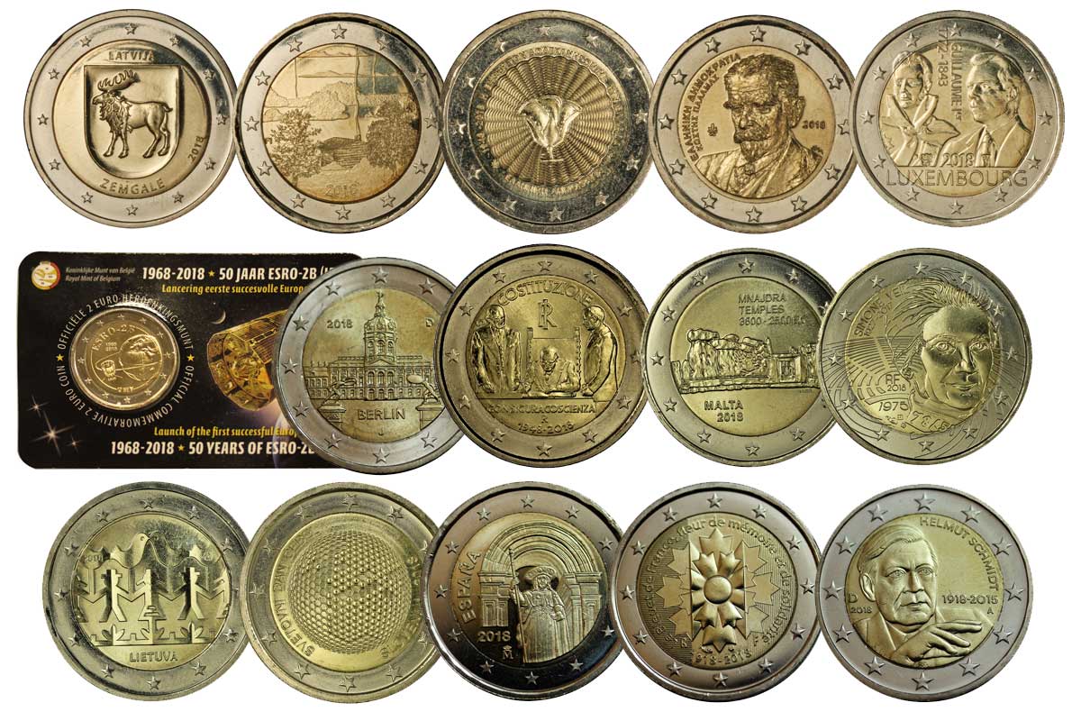 Giro completo dei 2  commemorativi 2018 - 29 monete fior di conio