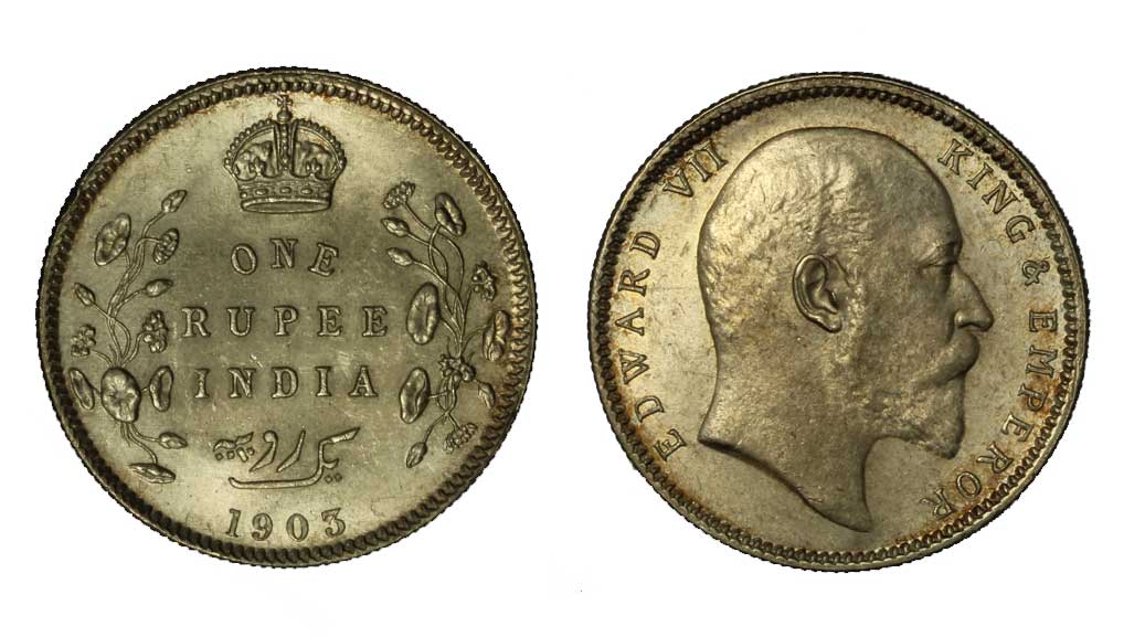 Edoardo VII - Rupia gr.11,66 ag.917/000