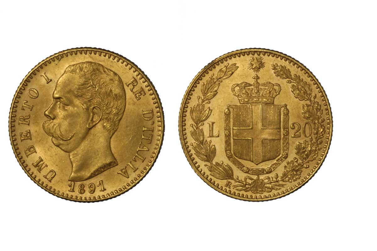 20 lire gr.6,45 in oro 900/ -  data ribattuta