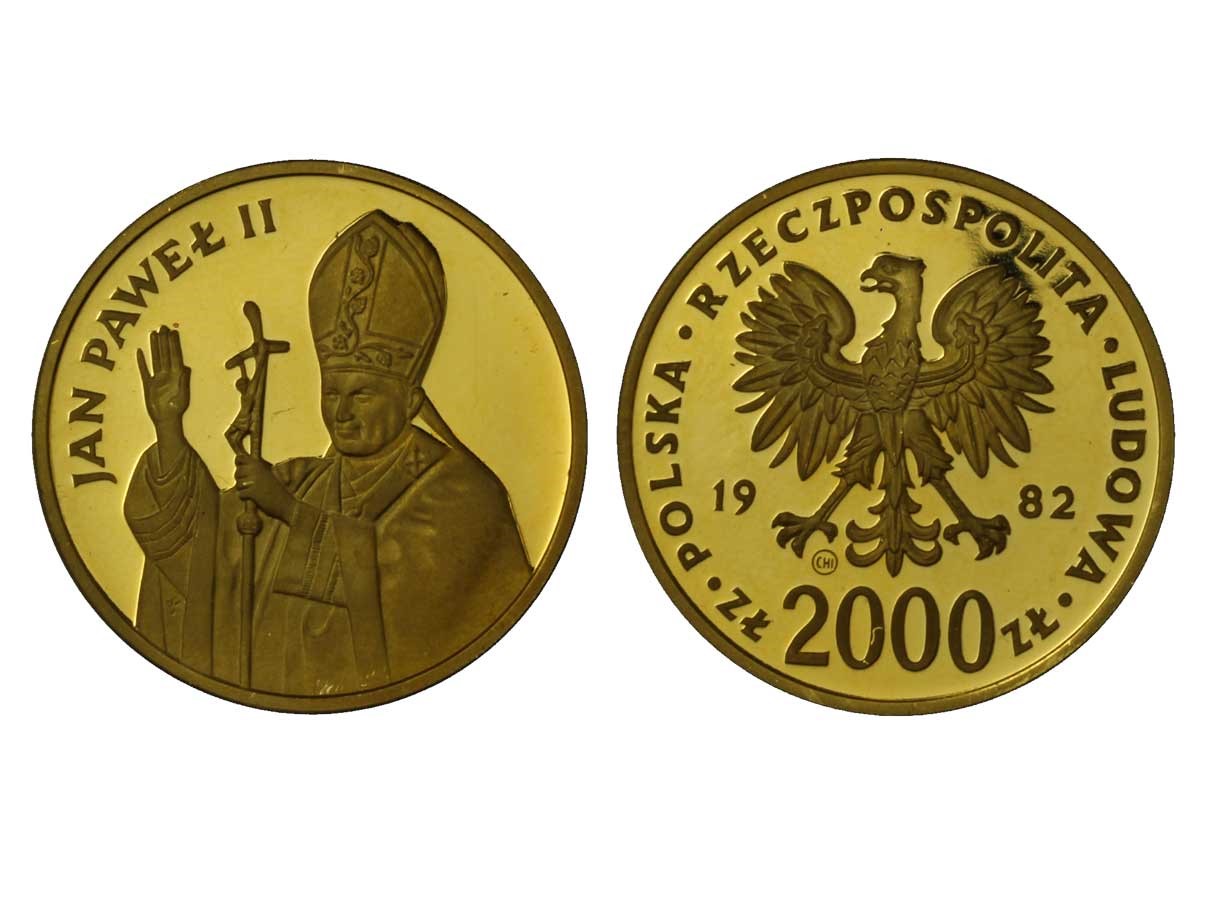Papa Giovanni Paolo II - 2.000 zloty gr.6,80 in oro 900/000 - conf. originale