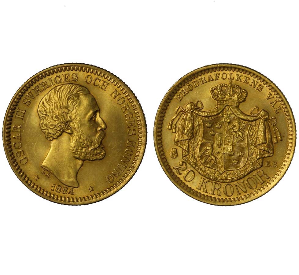 Re Oscar II - 20 corone gr.8,96 in oro 900/