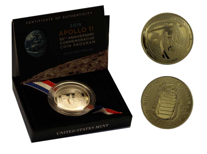 "50 Anniversario dell'Apollo 11" - Moneta concava da 1/2 dollaro in nickel