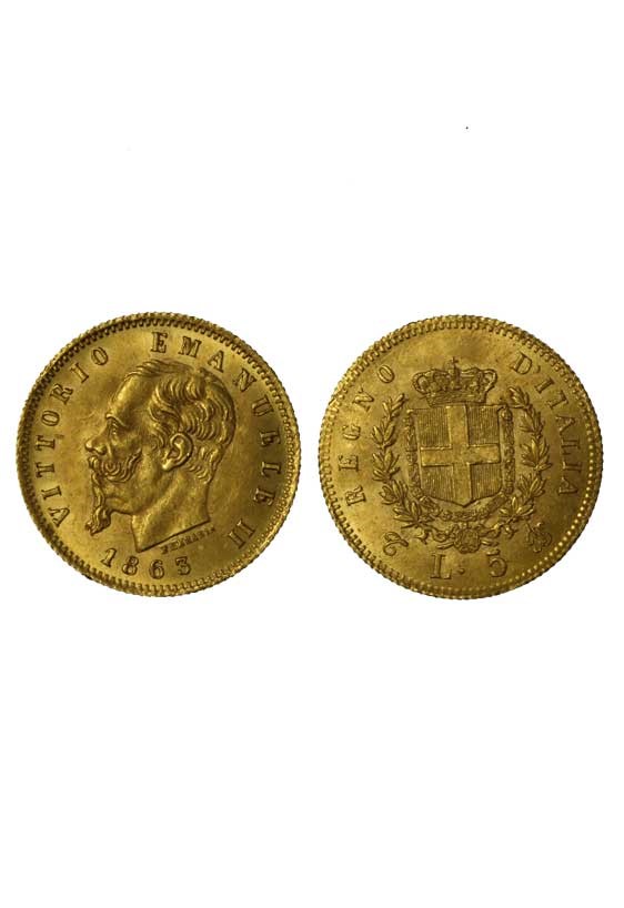 5 lire zecca di Torino gr.1,61 in oro 900/