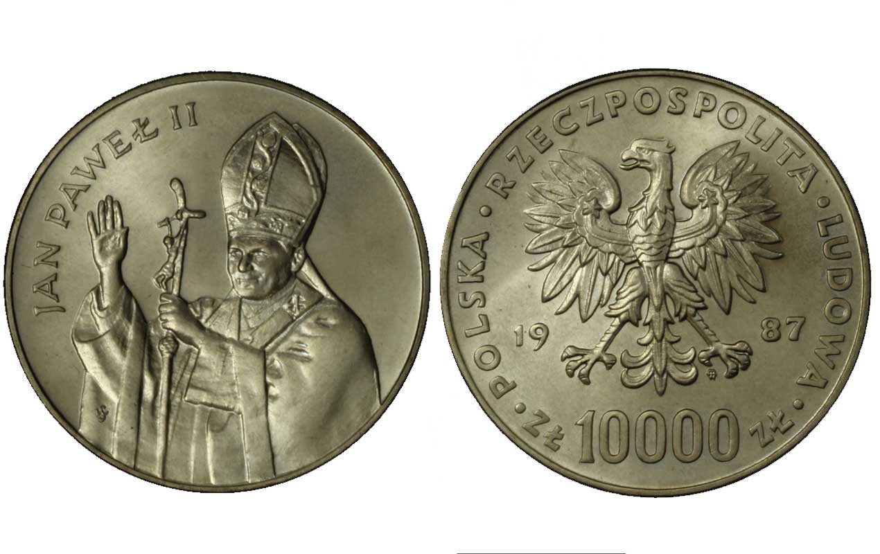 Visita di Papa Giovanni Paolo II - 10000 Zloty gr.19,30 ag.750/000 