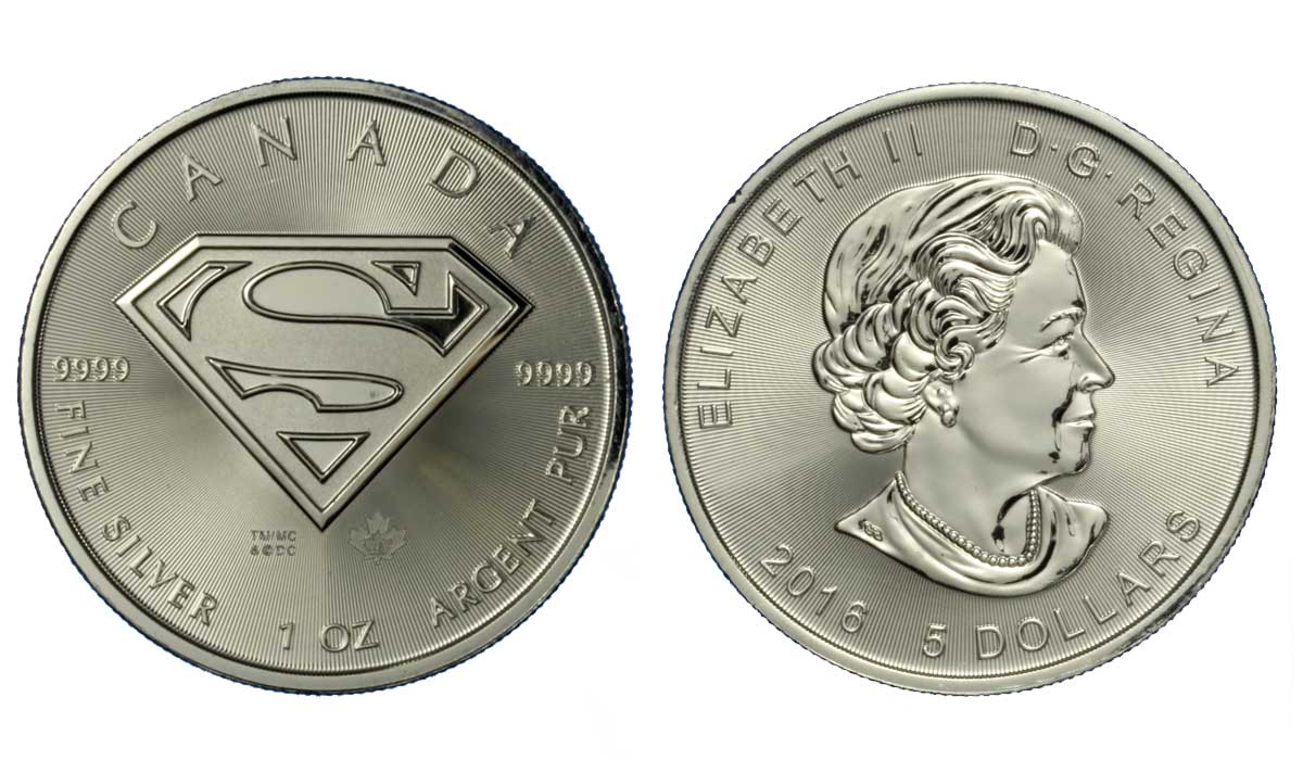 "Superman" - Moneta da 5 dollari gr. 31,10 (1 oncia) in ag 999/