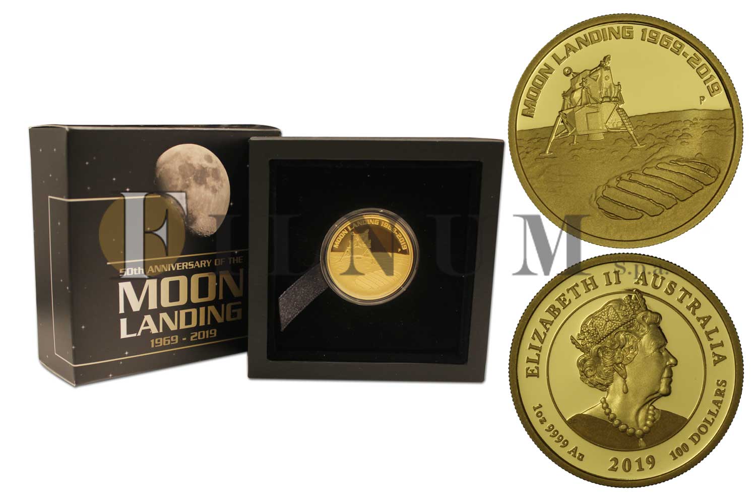 "50 Anniversario dello sbarco sulla Luna" - 100 Dollari gr. 31,10 in oro 999/000 - Tiratura 500 pezzi 