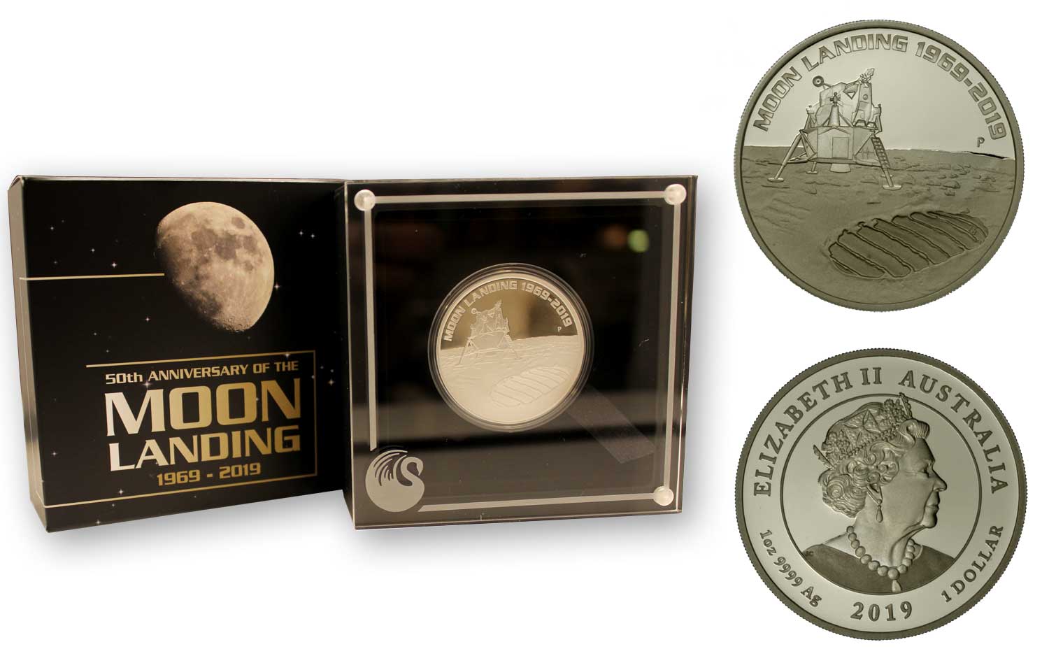 "50 Anniversario dello sbarco sulla luna" - Moneta da 1 dollaro gr. 31,10 in ag. 999/000