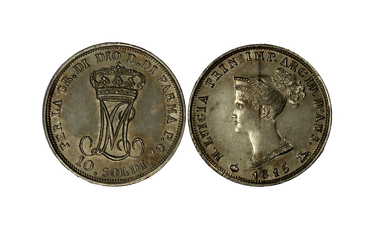 Duchessa Maria Luigia - 10 Soldi gr. 2,5 in arg. 900/