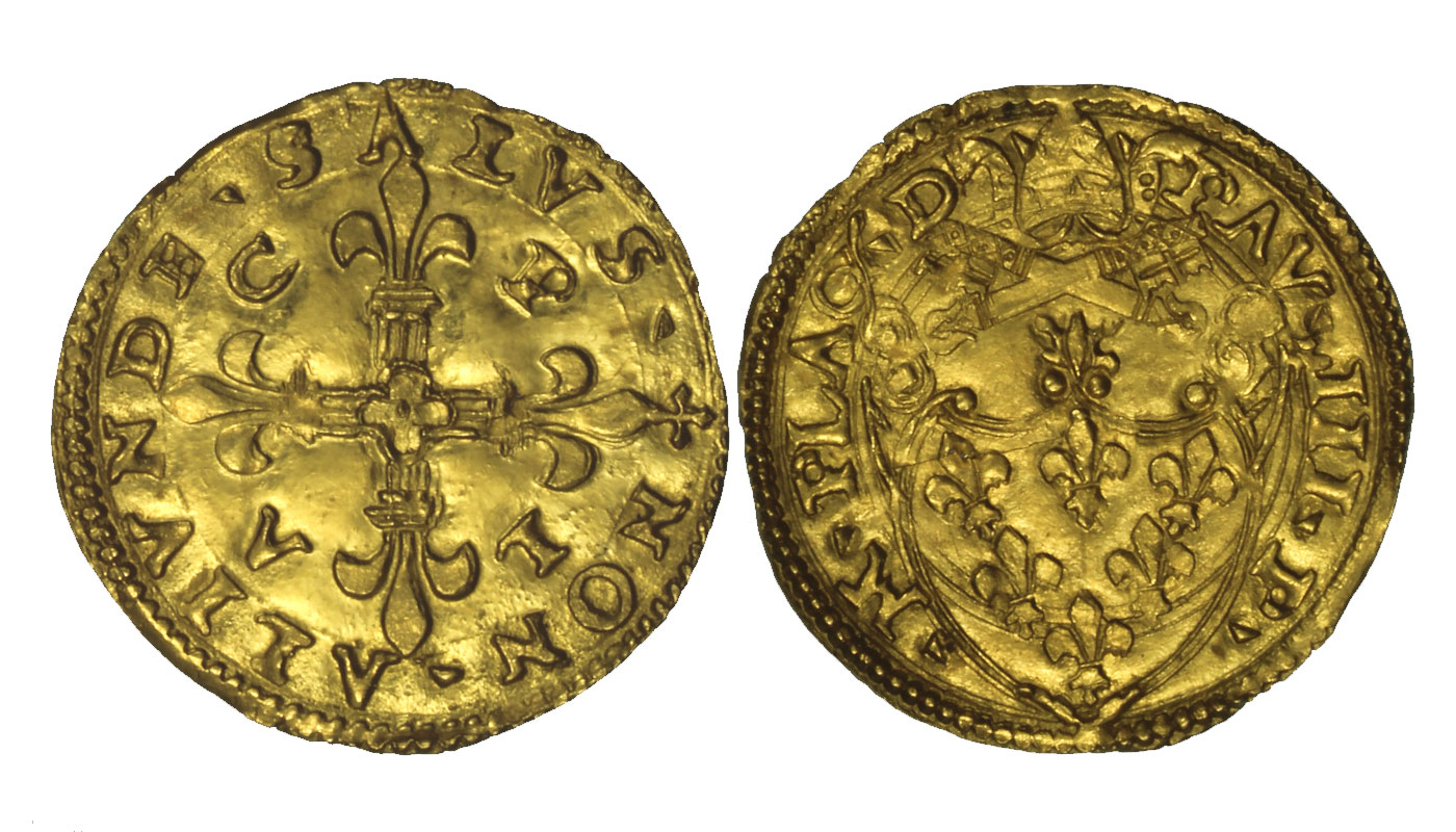 Papa Paolo III Farnese - scudo in oro 