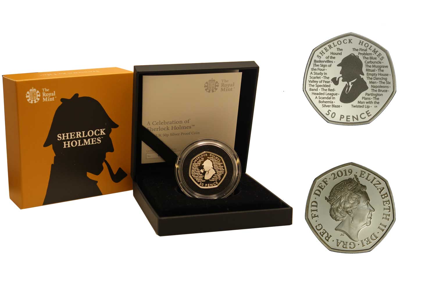 "Sherlock Holmes" - moneta da 50 pence gr. 8,00 in ag. 925/000