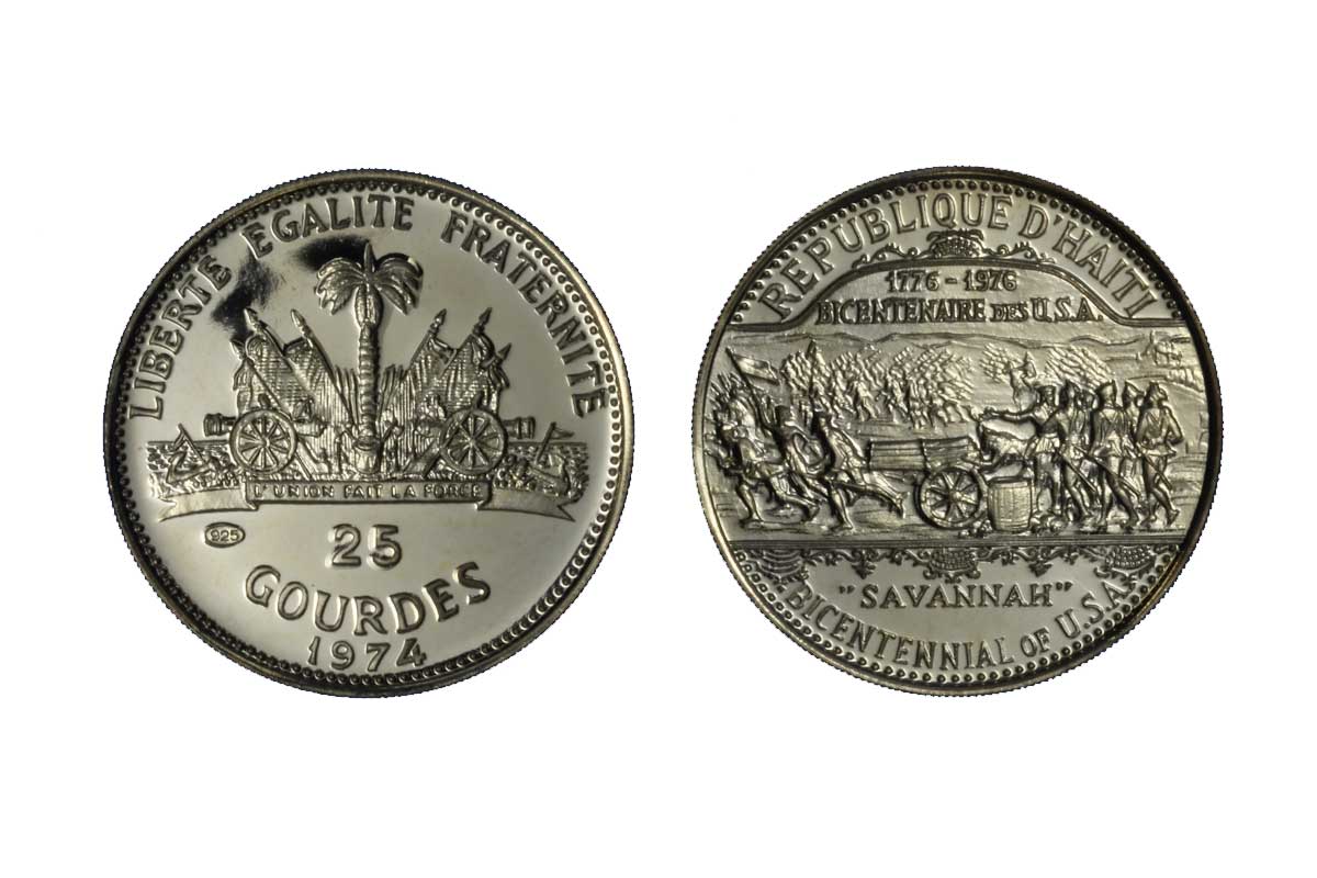 Bicentenario Stati Uniti - 25 gourdes gr. 8,38 ag.925/000