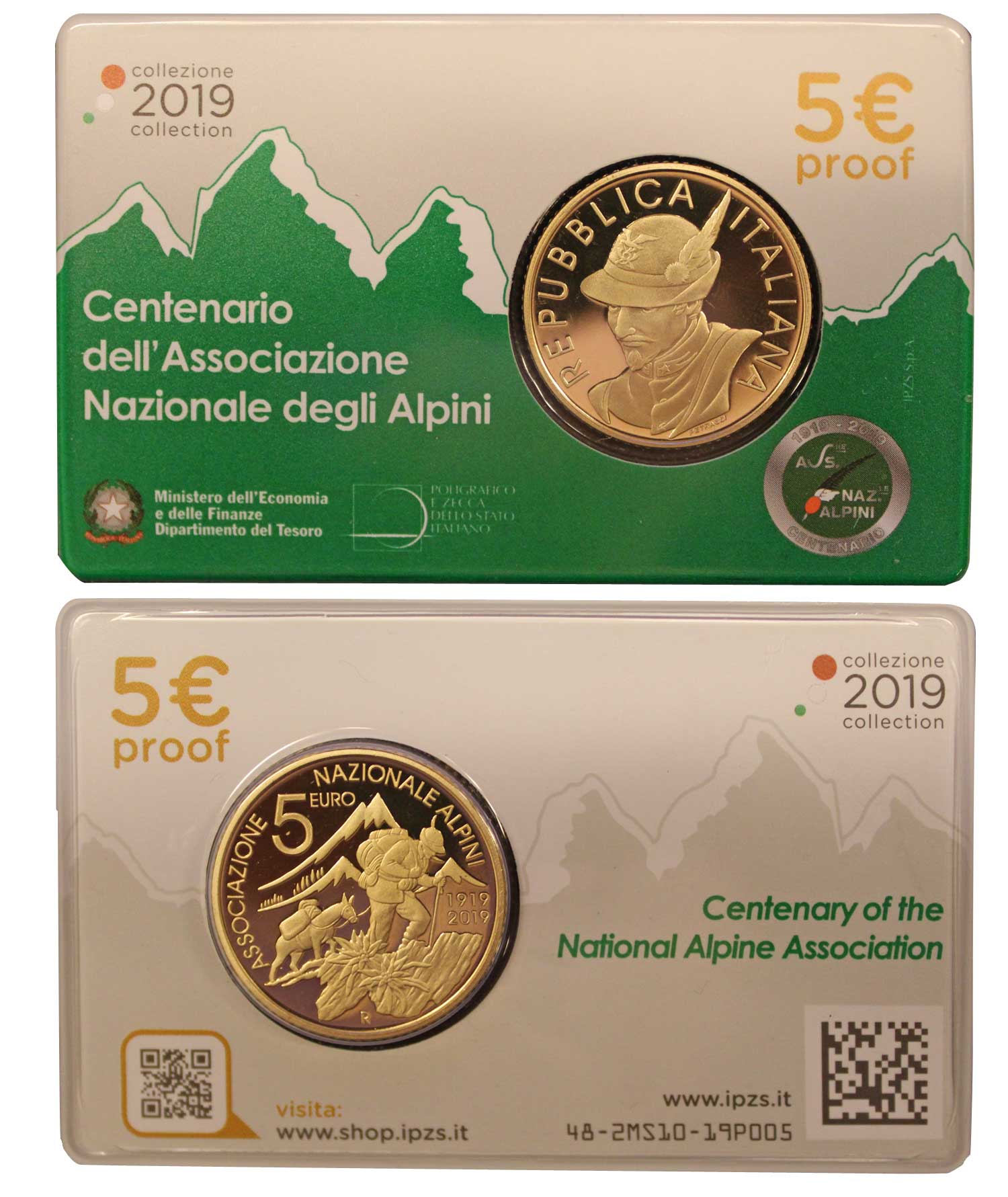 "Centenario dell'Associazione Nazionale Alpini"-  5 Euro  - In blister ufficiale