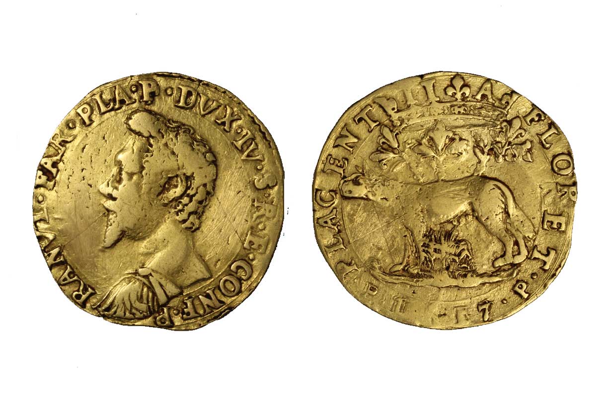 Alessandro Farnese - quadrupla gr. 13,00 in oro 
