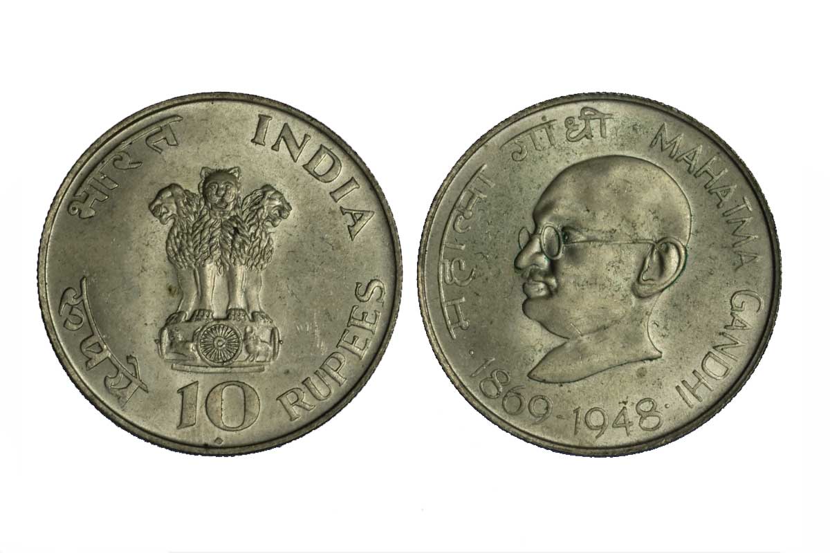 Anniversario Gandhi - 10 rupie gr.15,00 ag.800/000
