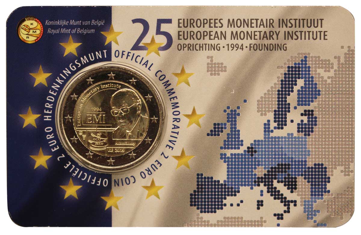 "25° Anniversario dell'Istituto Monetario Europeo" - moneta da 2 euro in blister