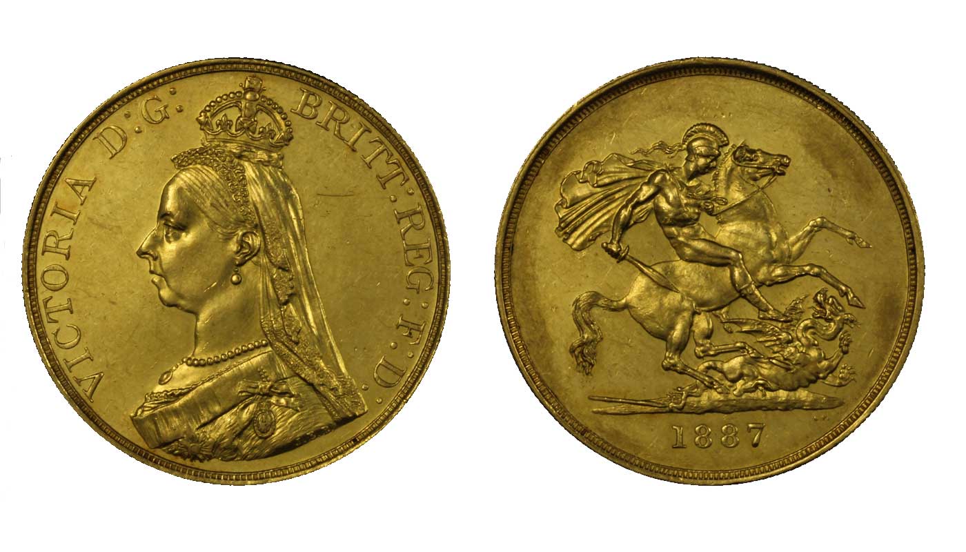 Regina Vittoria - 5 sterline gr.39,94 in oro 917/
