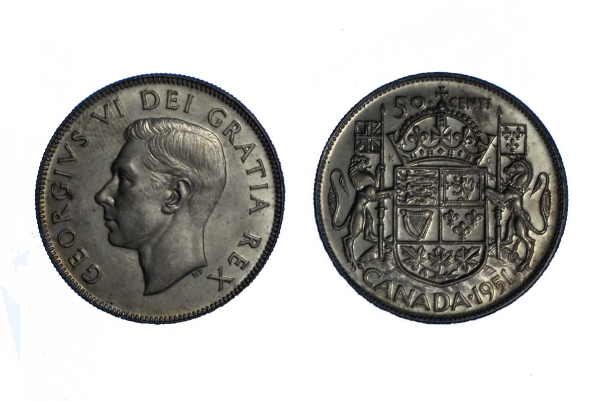 Re Giorgio VI - 50 centesimi gr.11,66 in ag.800/000 