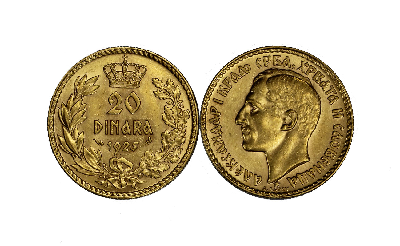 Re Alessandro I - 20 dinari gr.6,45 in oro 900/