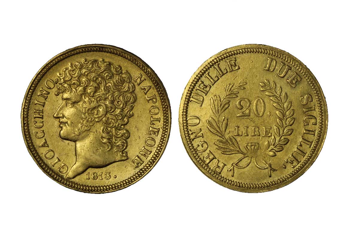 Gioacchino Murat - 20 lire gr.6,45 in oro 900/ - rami lunghi