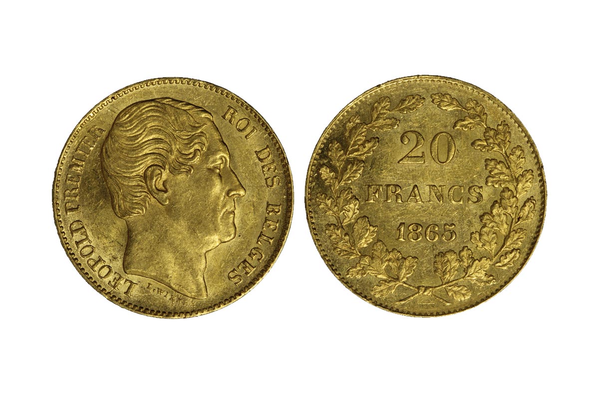 Leopoldo I - 20 franchi gr.6,45 in oro 900/