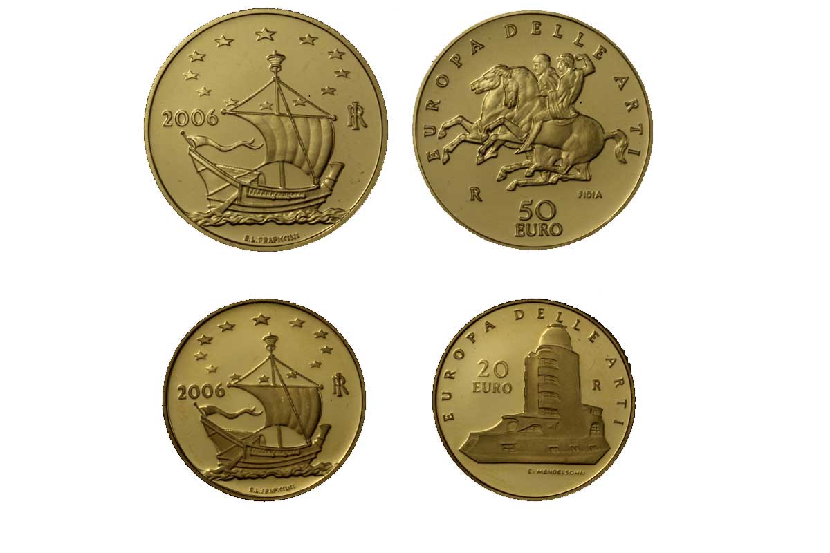 "Europa delle Arti: Grecia e Germania" - Euro 20,00 e 50,00 gr. 22,57 in oro 900/000 - senza conf. 