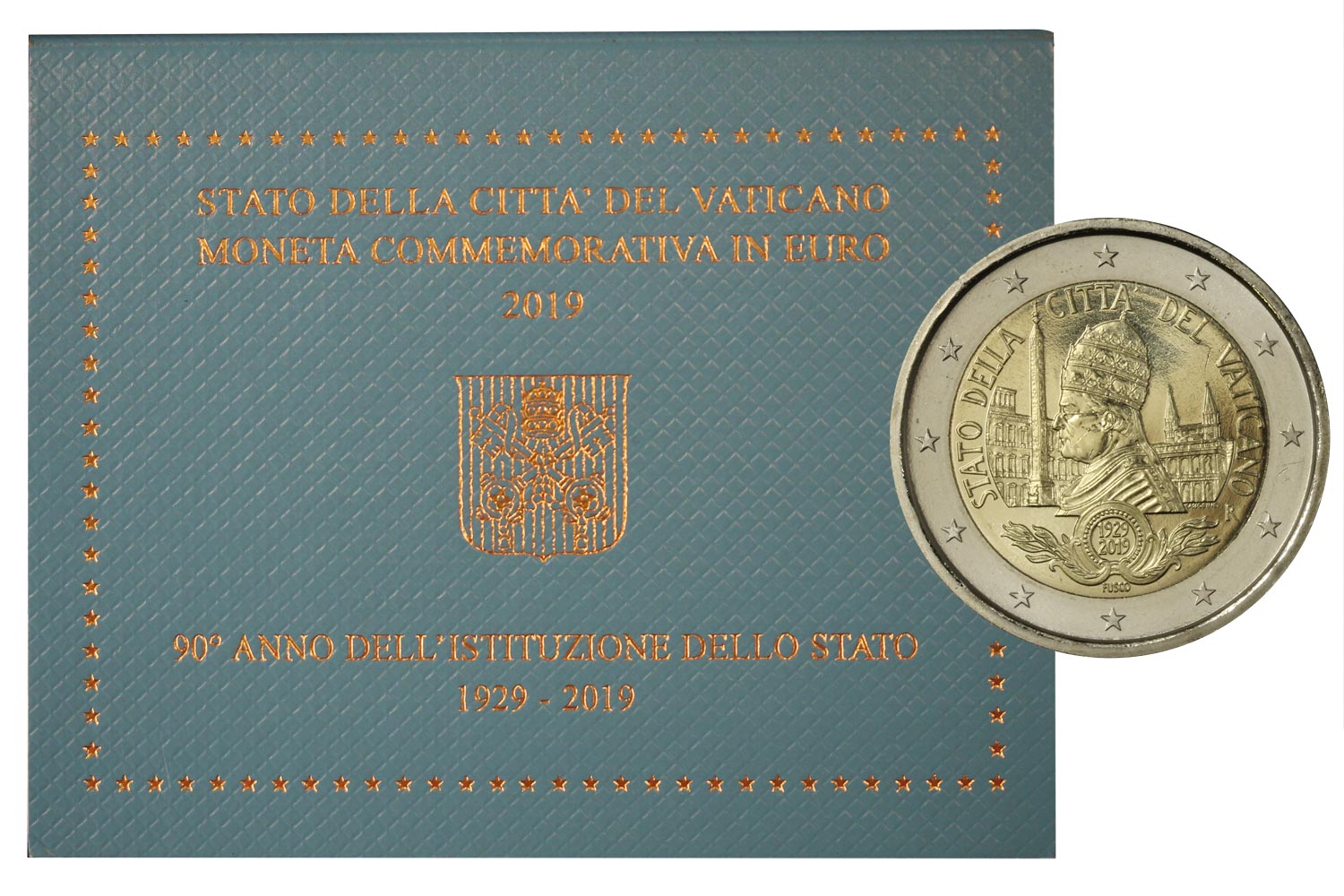 90 anno dell'istituzione dello Stato Citt del Vaticano - 2 Euro in confezione ufficiale