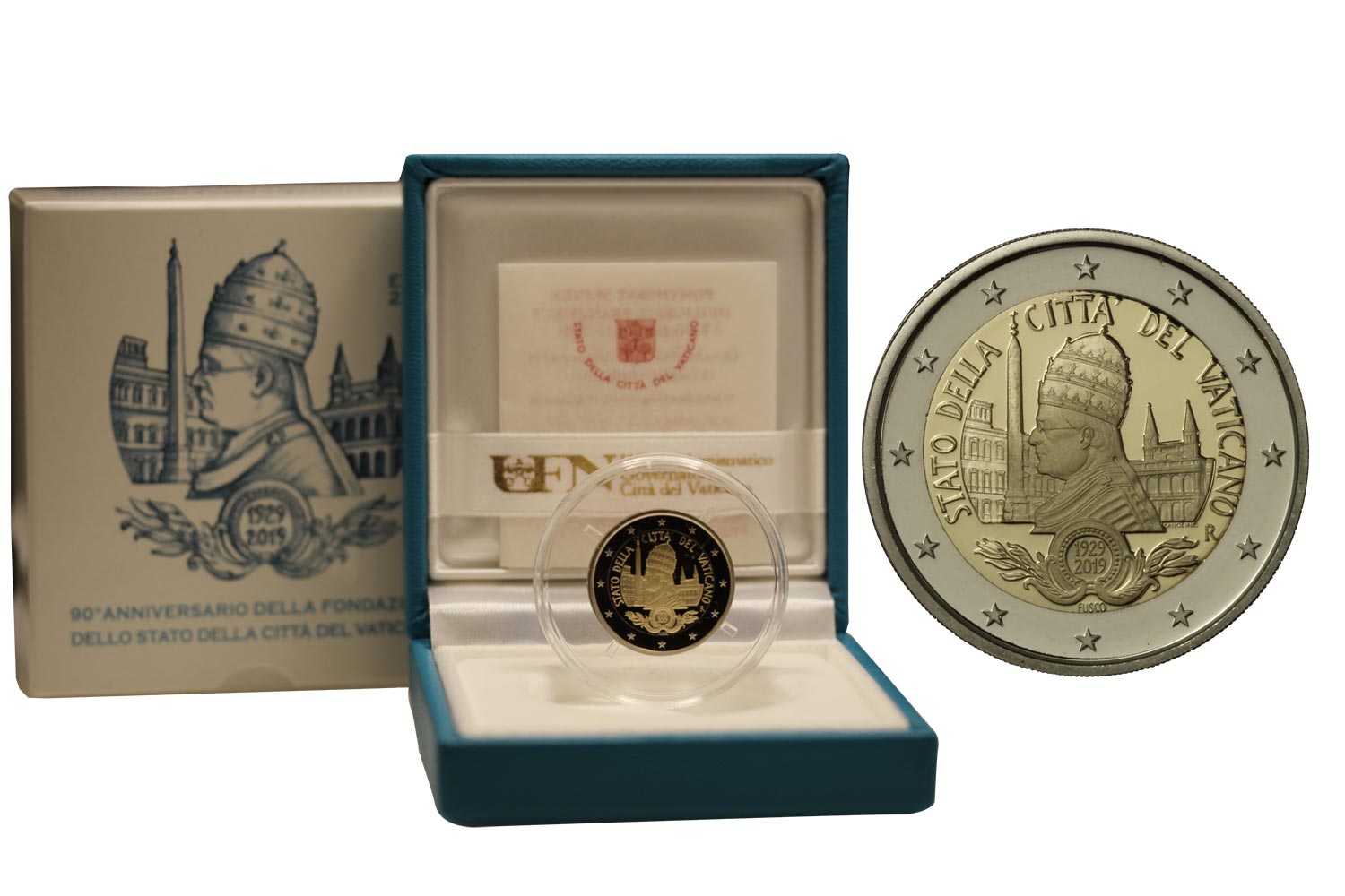 90 anno dell'istituzione dello Stato Citt del Vaticano - 2 Euro in confezione ufficiale