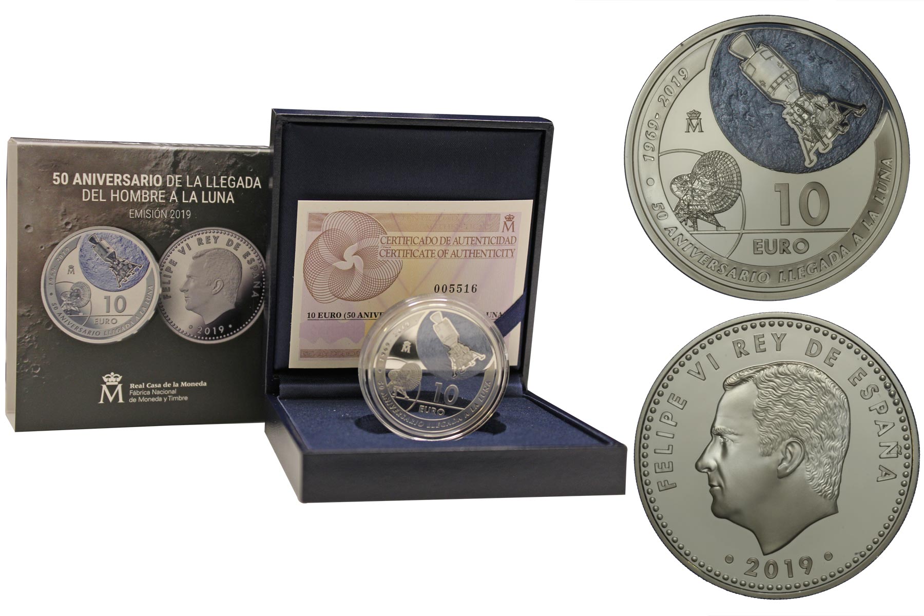 "50 Anniversario dello sbarco sulla luna" - Moneta da 10 euro gr.27,00 in ag. 925/000