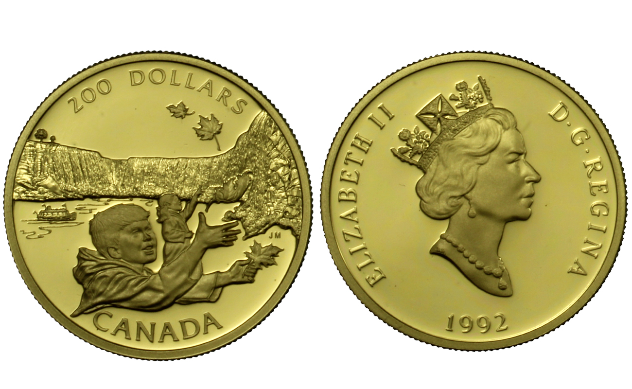 "Cascate del Niagara" - 200 dollari gr. 17,14 in oro 917/000