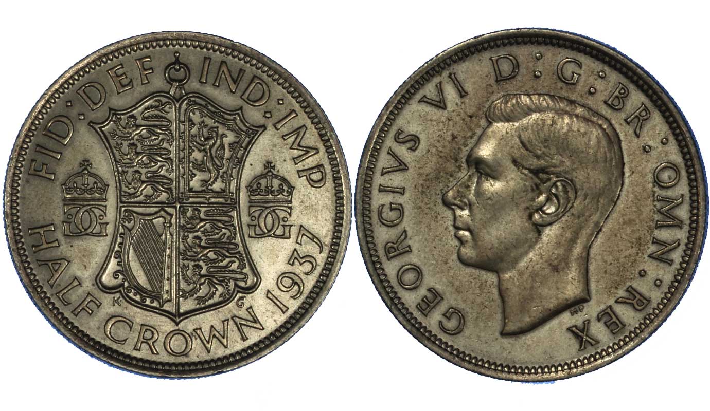 Re Giorgio VI - Mezza Corona gr.14,14 in ag.500/000